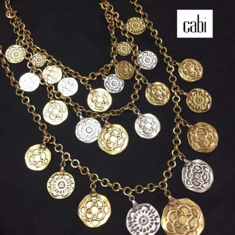 Stunning Vintage cabi Fall 2015 3pc Tile Coin Silver & Gold Necklace in Box! ♥ - Picture 15 of 15
